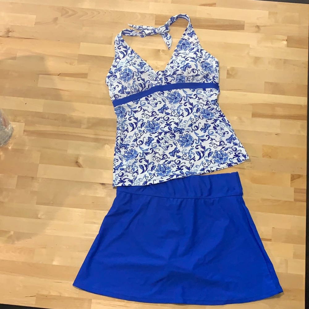 Blue and White Tankini